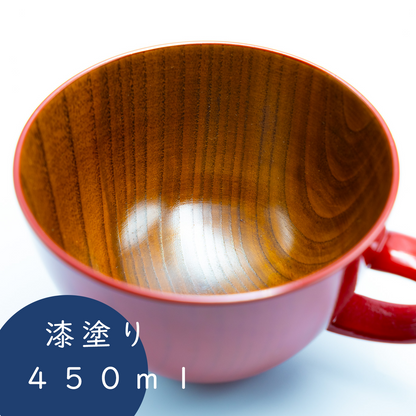 木製らいちょうのたっぷりスープマグ（赤）｜ギフト包装対応