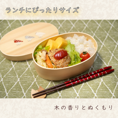 一段曲げわっぱ弁当箱 白木｜500ml｜三羽のらいちょう