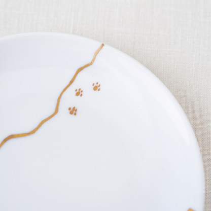 猫のあしあと（白）小皿｜ギフト包装対応