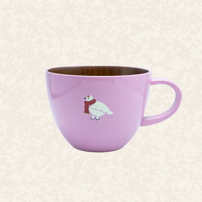 マフラーを巻いた らいちょうのスープマグ