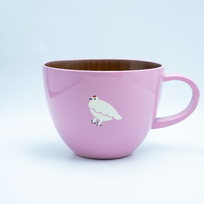 木製らいちょうスープマグ（ブルー・クリーム・ピンク）｜ギフト包装対応