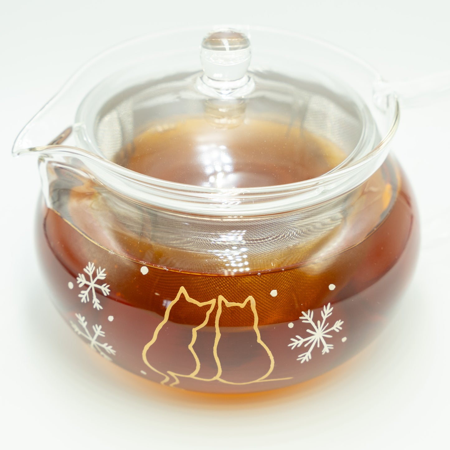 冬に寄り添う猫｜ティーポット｜耐熱ガラス｜700ml