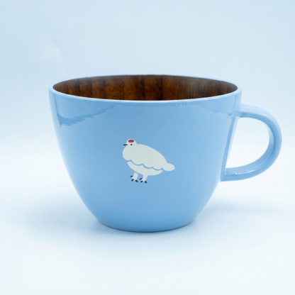 木製らいちょうスープマグ（ブルー・クリーム・ピンク）｜ギフト包装対応